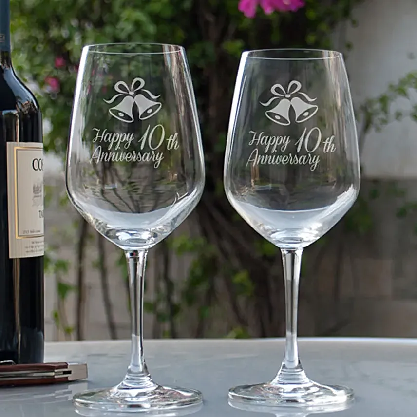 Anniversary Special Personalised Wine Glasses