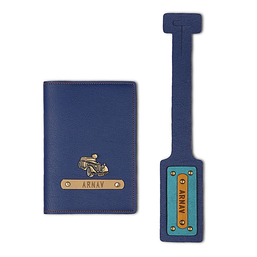 Personalised Blue Passport Cover & Luggage Tag