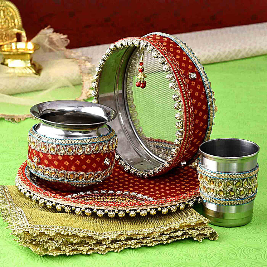 Buy Send Traditional Karwa Chauth Pooja Thali Set Online FNP