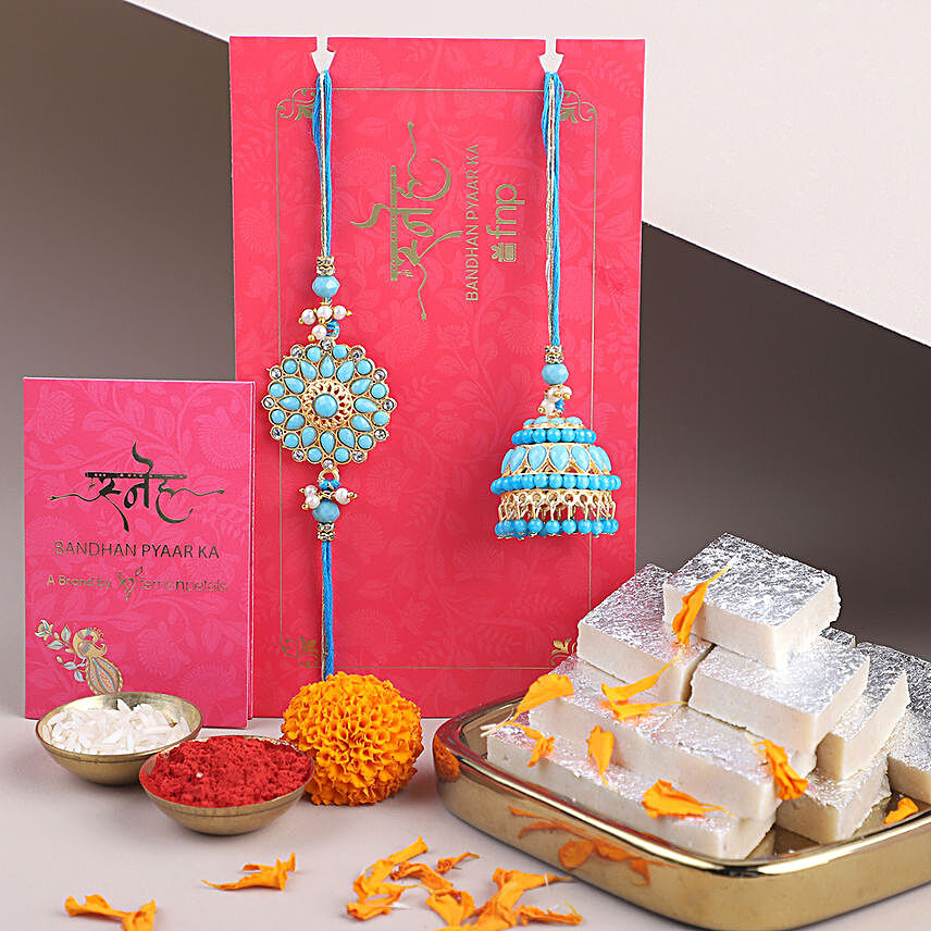 Buy Send Sneh Regal Bhaiya Bhabhi Rakhi Kaju Katli Online FNP