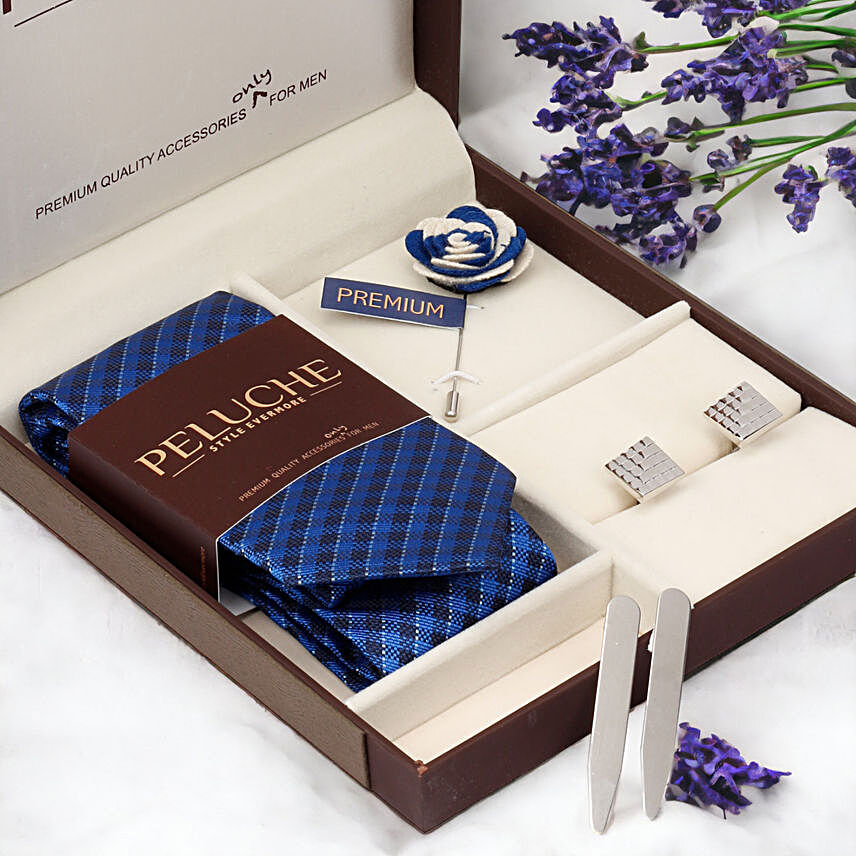 Peluche Refined Checks Tie & Cufflink Gift