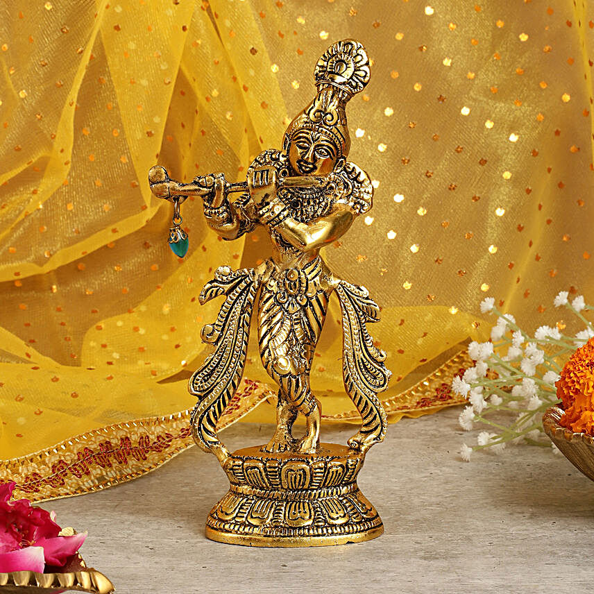 Golden Grace Krishna Idol