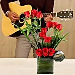 12 Red Roses Vases Melodious Combo 20 to 30 Min