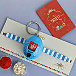 Playful Rock-Paper-Scissors Toy Rakhi- Blue