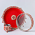 Alluring Red Karva Chauth Thali Set