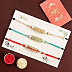 Sparkling Gemstone Trio Rakhi Set & Rasggulla Delight