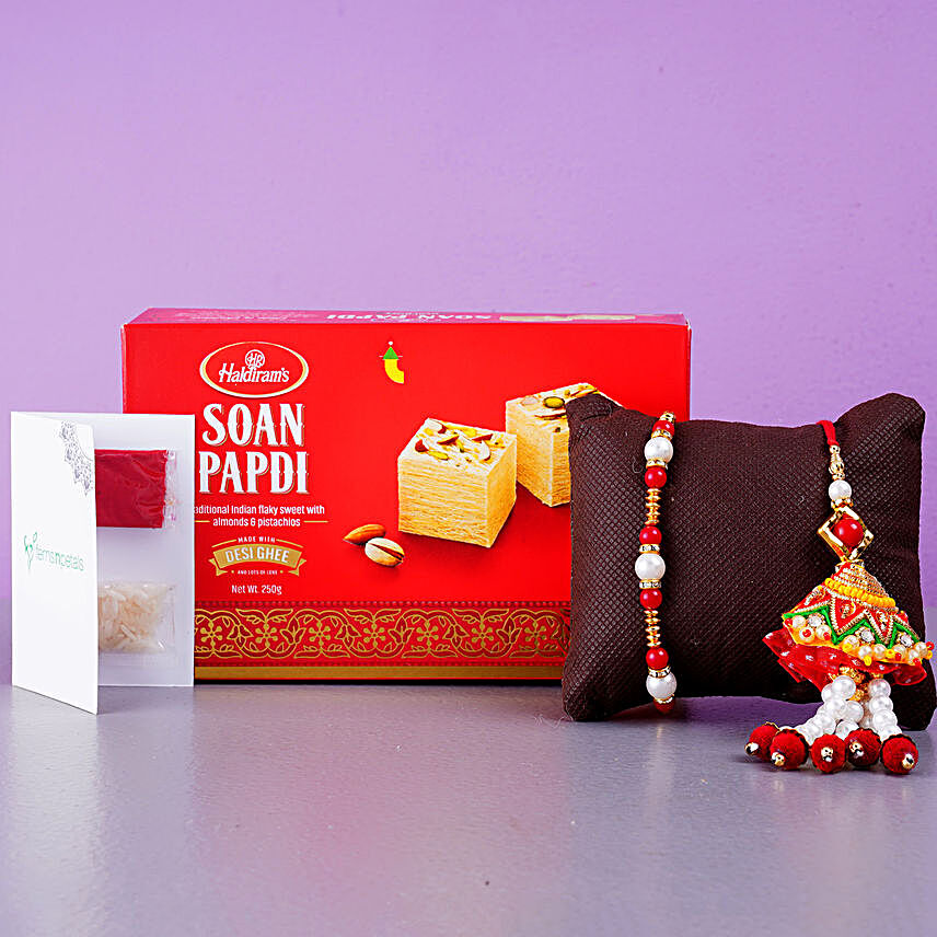 Designer Rakhi Set And Soan Papdi