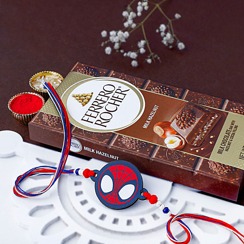 Spider Web Rakhi For Kids & Ferrero Bar