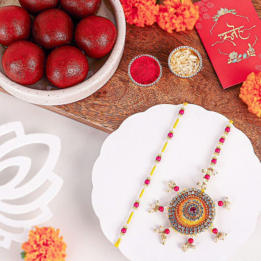 Bhaiya-Bhabhi Beads Rakhi Set & Gulab Jamun Delight