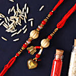 Red Pearl And Lumba Rakhi Set With Lindt