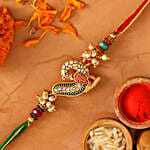 Peacock Designer Rakhi With Soanpapdi And Almonds