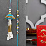 Jhumar Bhaiya-Bhabhi Pearl Rakhi Set & Nuts Combo