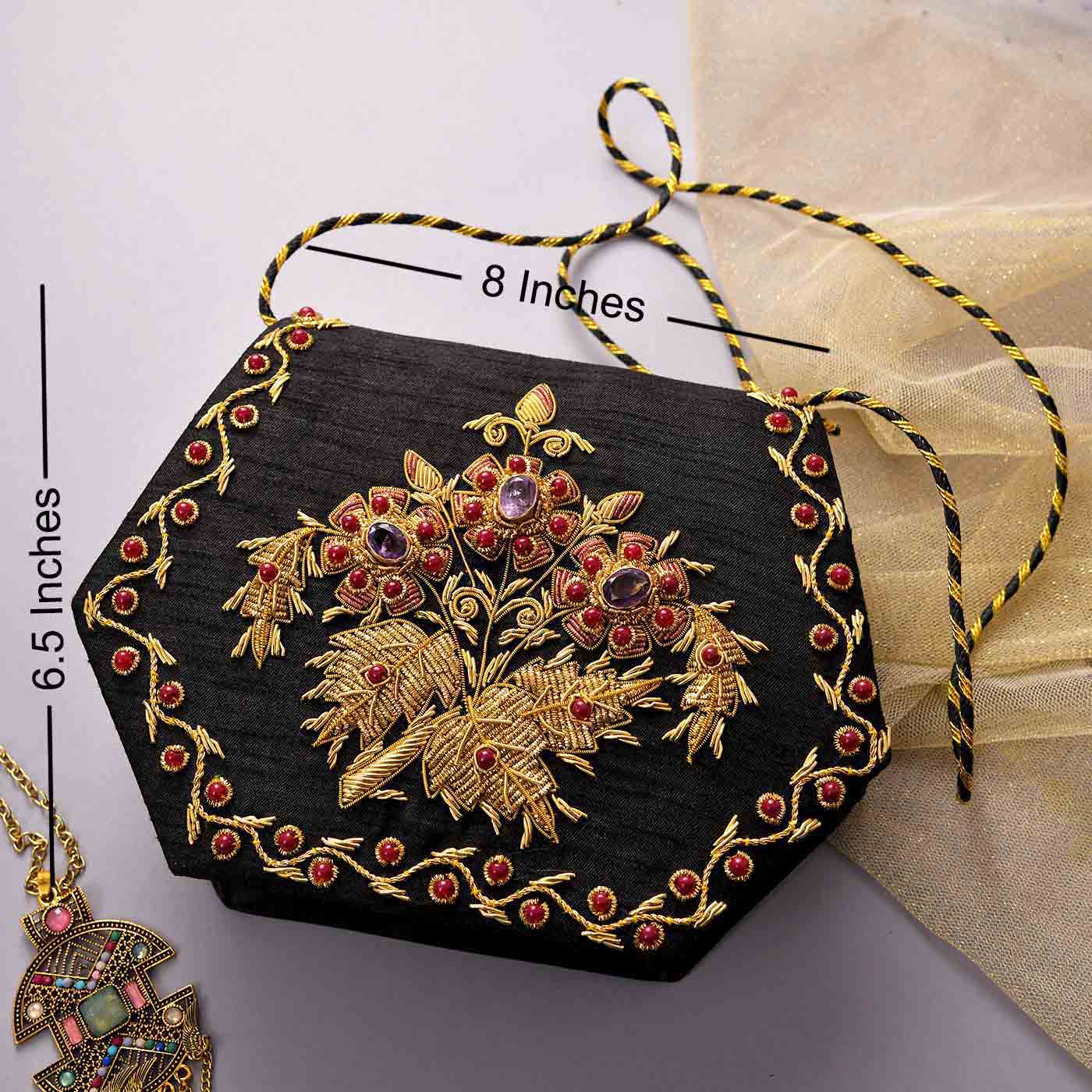 Beautiful Zari Embroidered Clutch haiti | Gift Beautiful Zari Embroidered  Clutch- FNP