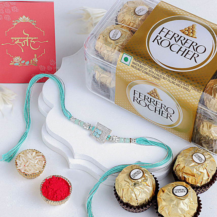 Imperial American Diamond Rakhi & Ferrero Delight