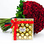 150 Red Roses Posy N Ferrero Rocher