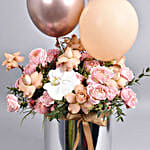 Flowers And Balloons in Silver Box