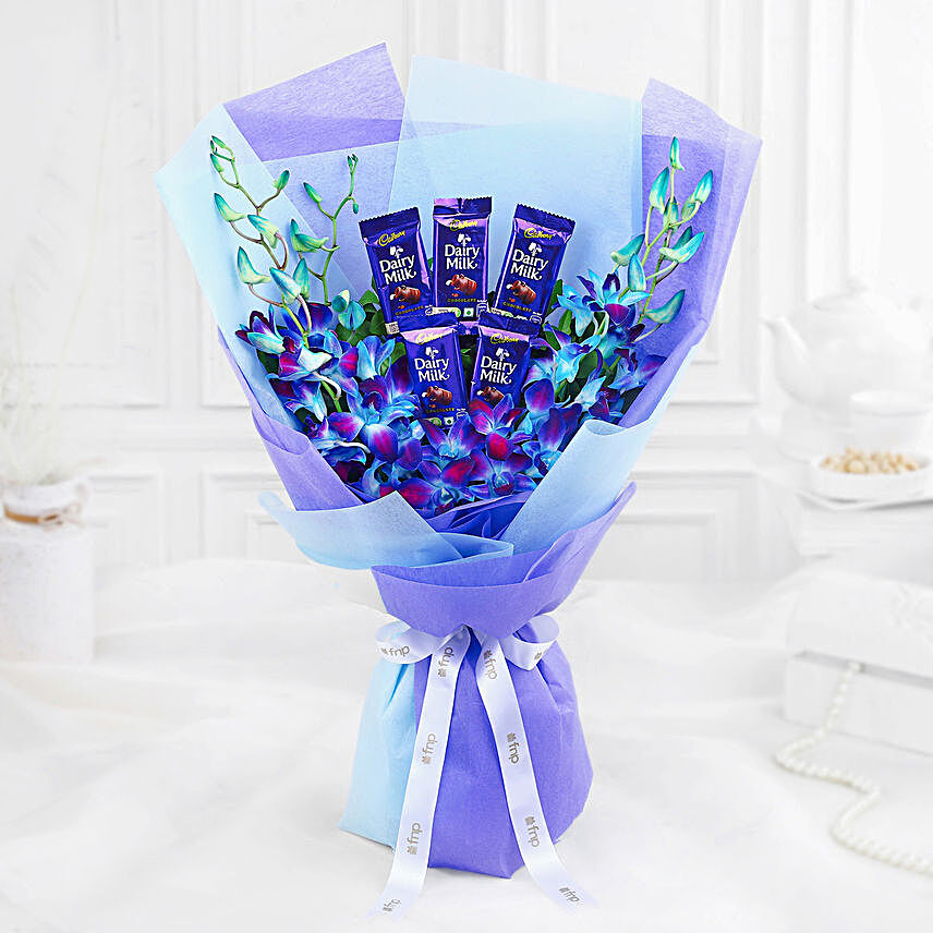 Ocean Bliss Orchids & Chocolate Bouquet