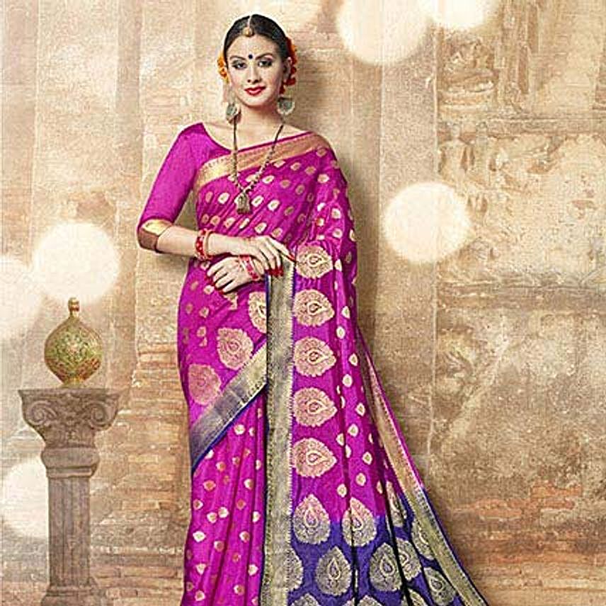 Festive Pink Banarasi Silk Saree