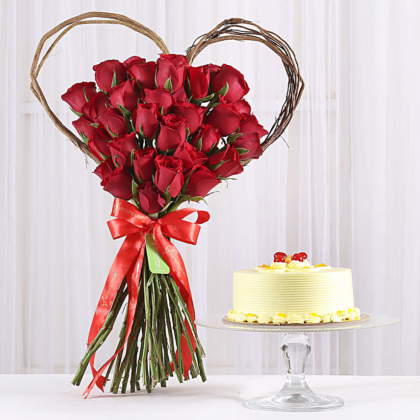 30 Red Roses & Butterscotch Cake Combo