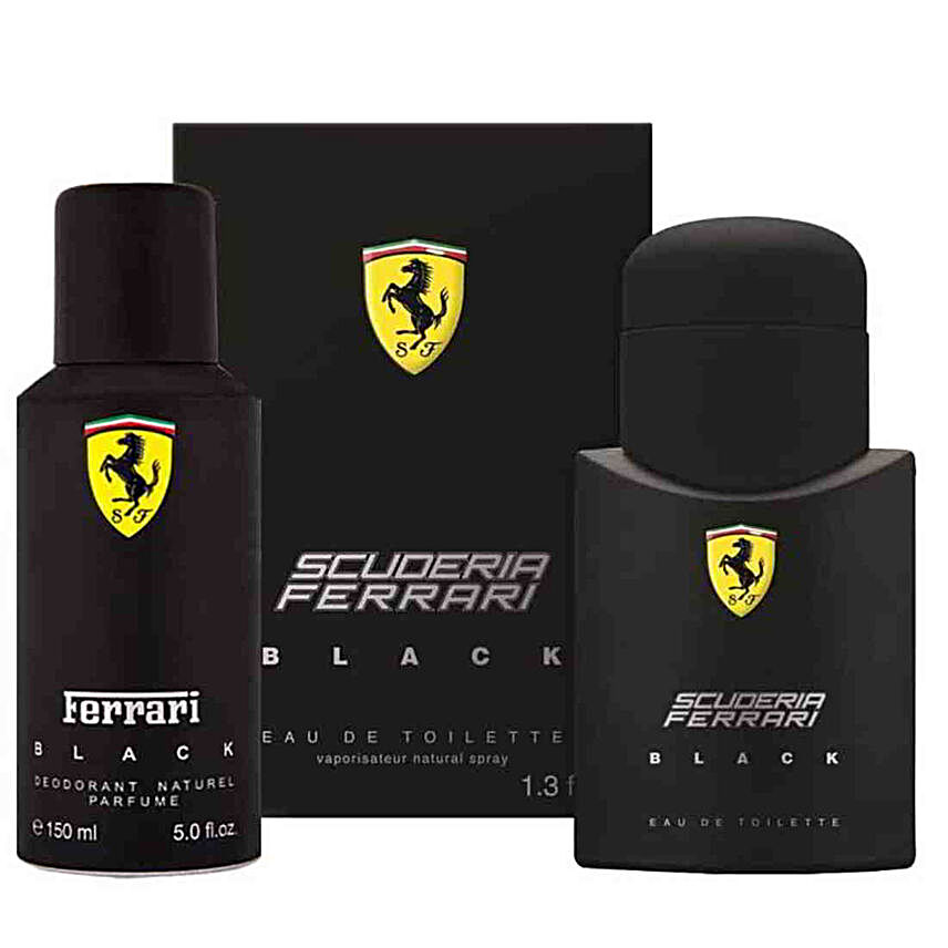 Buy/Send Scuderia Ferrari Black Perfume & Deo Combo Online- FNP