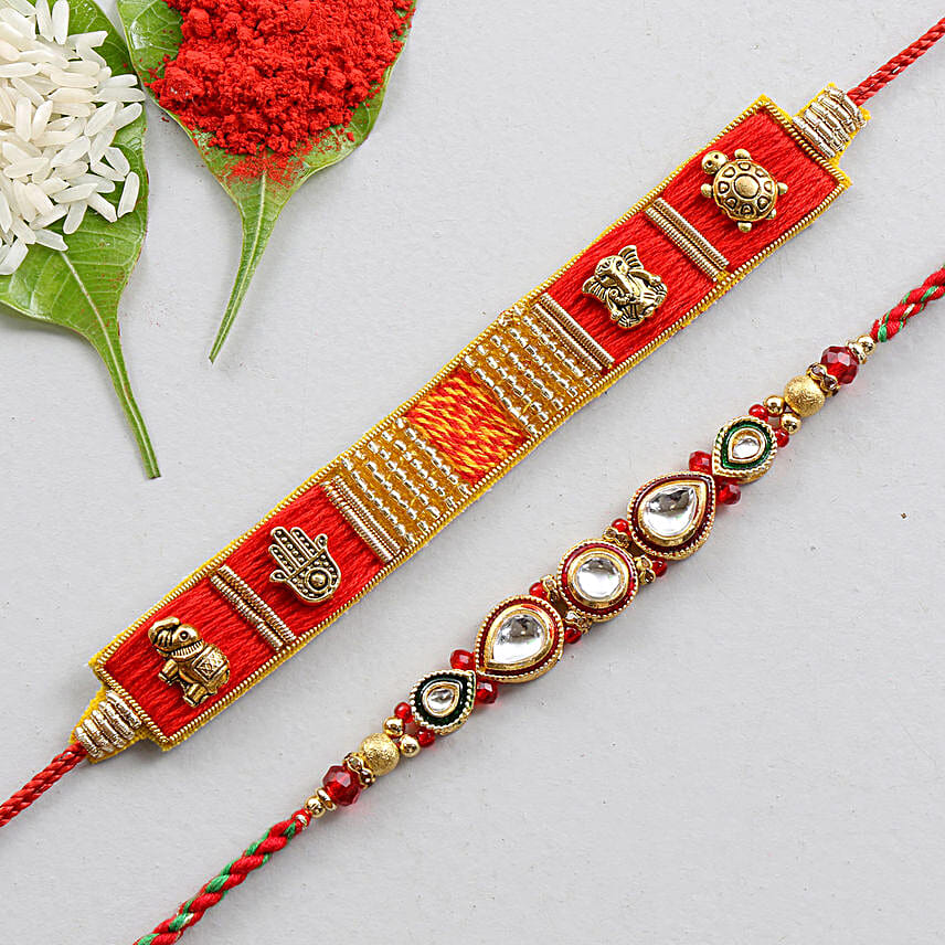 Traditional Kundan Rakhi Set