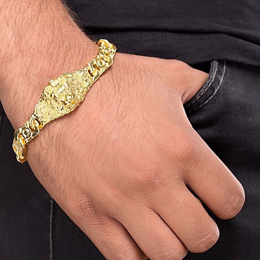 Buy/Send Voylla Lion Engraved Bracelet For Men Online- FNP