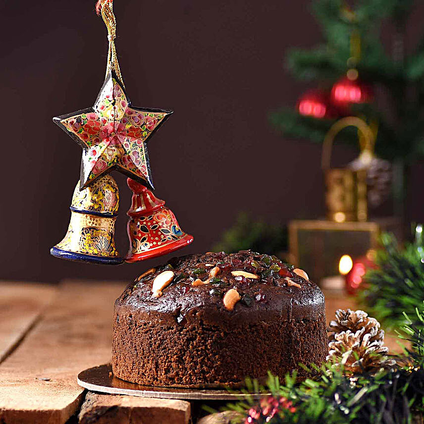 Plum Cake With Paper Mache Star &  Bells