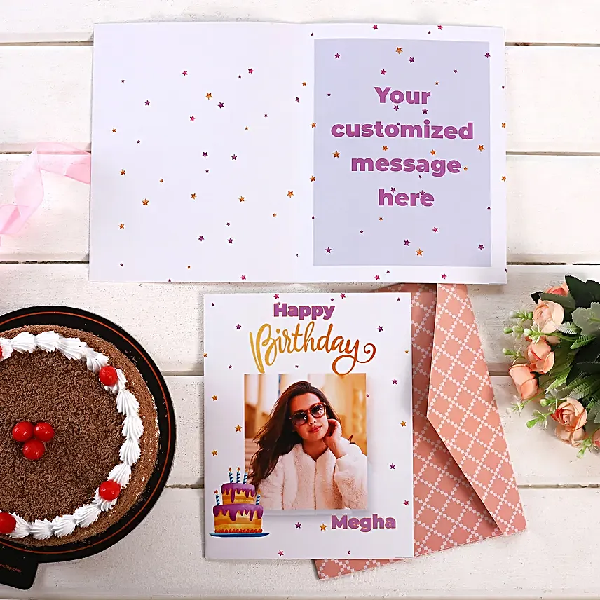 Buy/Send Personalised Golden & White Birthday Greeting Card Online- FNP