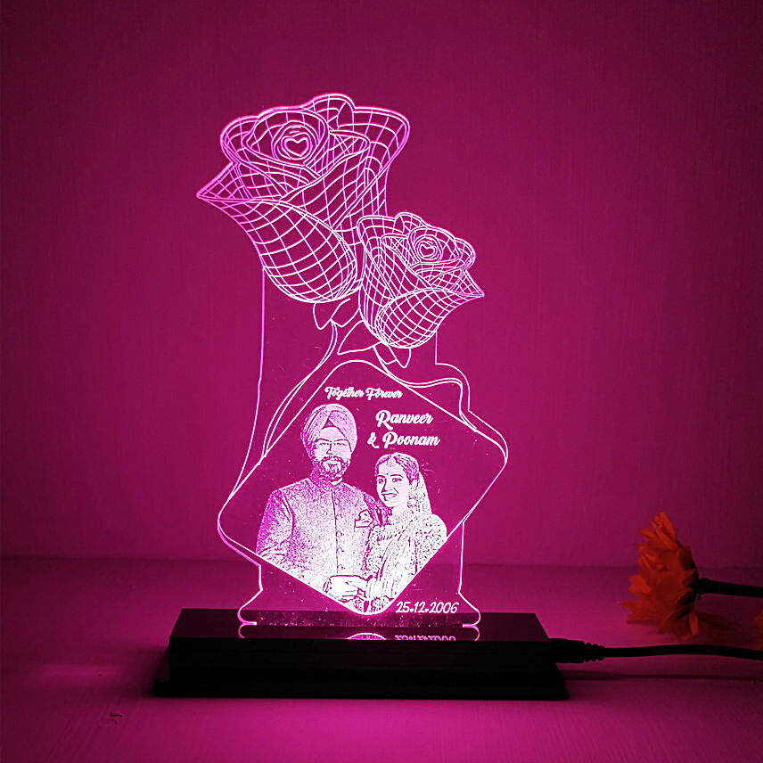 Buy/Send Personalised Rose Couple LED Lamp Online- FNP