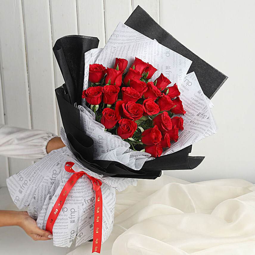 Buy/Send Premium Red Roses Double Wrapped Bouquet Online- FNP