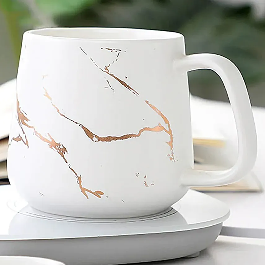 3D Ceramic White Matte Marble Coffee Mug