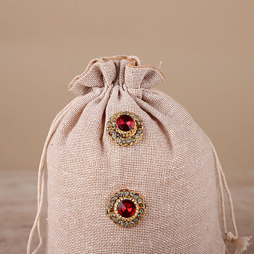 Buy Send Red Stone Studded Jute Potli Online FNP