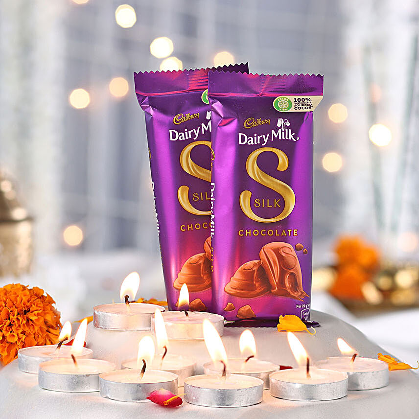 Diwali Shine Candle & Dairy Milk Silk Gift Combo