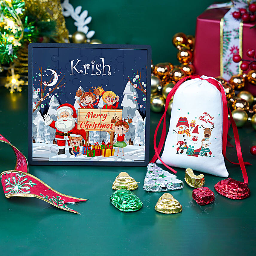 Personalised Christmas Puzzle & Chocolates Combo