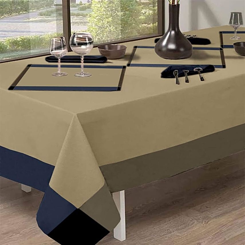 Classic Charm Dining Table Accessory Set- Navy & Beige