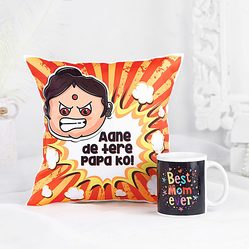 Aane De Tere Papa Ko Printed Cushion And Mug