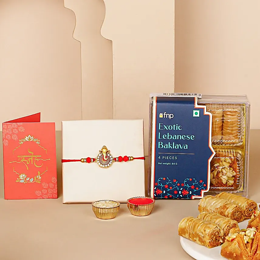 Ganesha Rakhi & Baklava Box