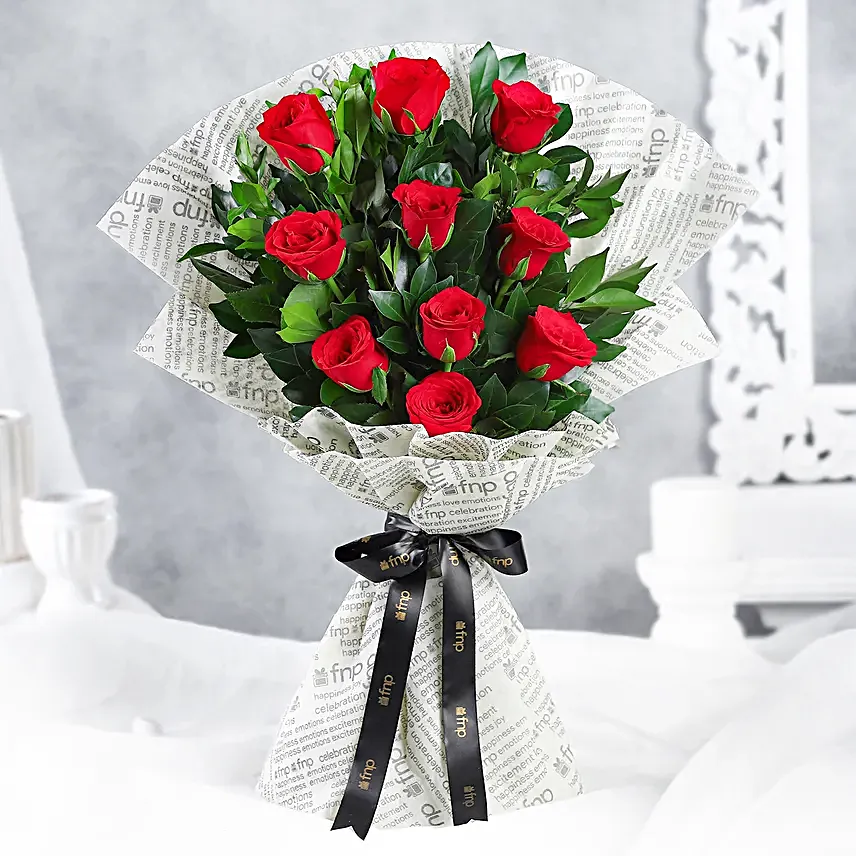 Elegant Vibe Red Roses Bouquet