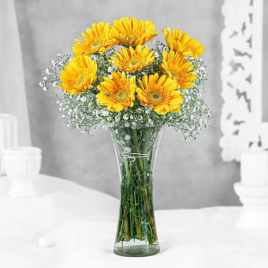 Yellow Mystique Gerbera Vase