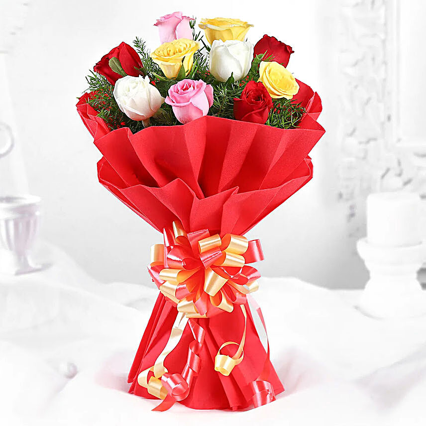 Mixed Roses Romantic Flower Bunch