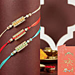 Sparkling Gemstone Trio Rakhi Set & Rasggulla Delight