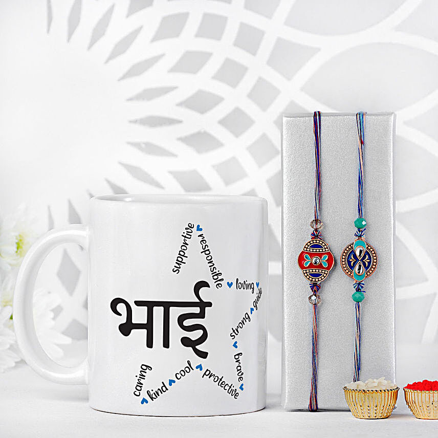 Cultural Charm Rakhi Set & Mug Combo