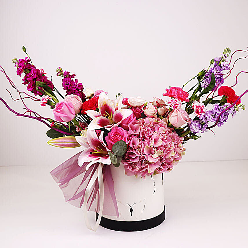 Pink Butterfly Floral Box Arrangement