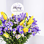 Feb Birthday Flower Iris & Tulips with Rochers