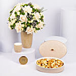 Otantik Home - White Roses Vase n Chocolate n Candle