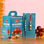 Blue Pearl And Lumba Rakhi Set With 1 KG Gulab Jamun