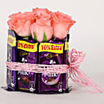 Dairy Milk & Pink Roses Arrangement