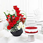 Love's Elegance Red Velvet Delight Cake & Red Roses Ensemble