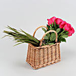 Aqua Roses In Handle Basket