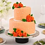 Peach Roses Truffle 2 Tier Cake 2 Kg